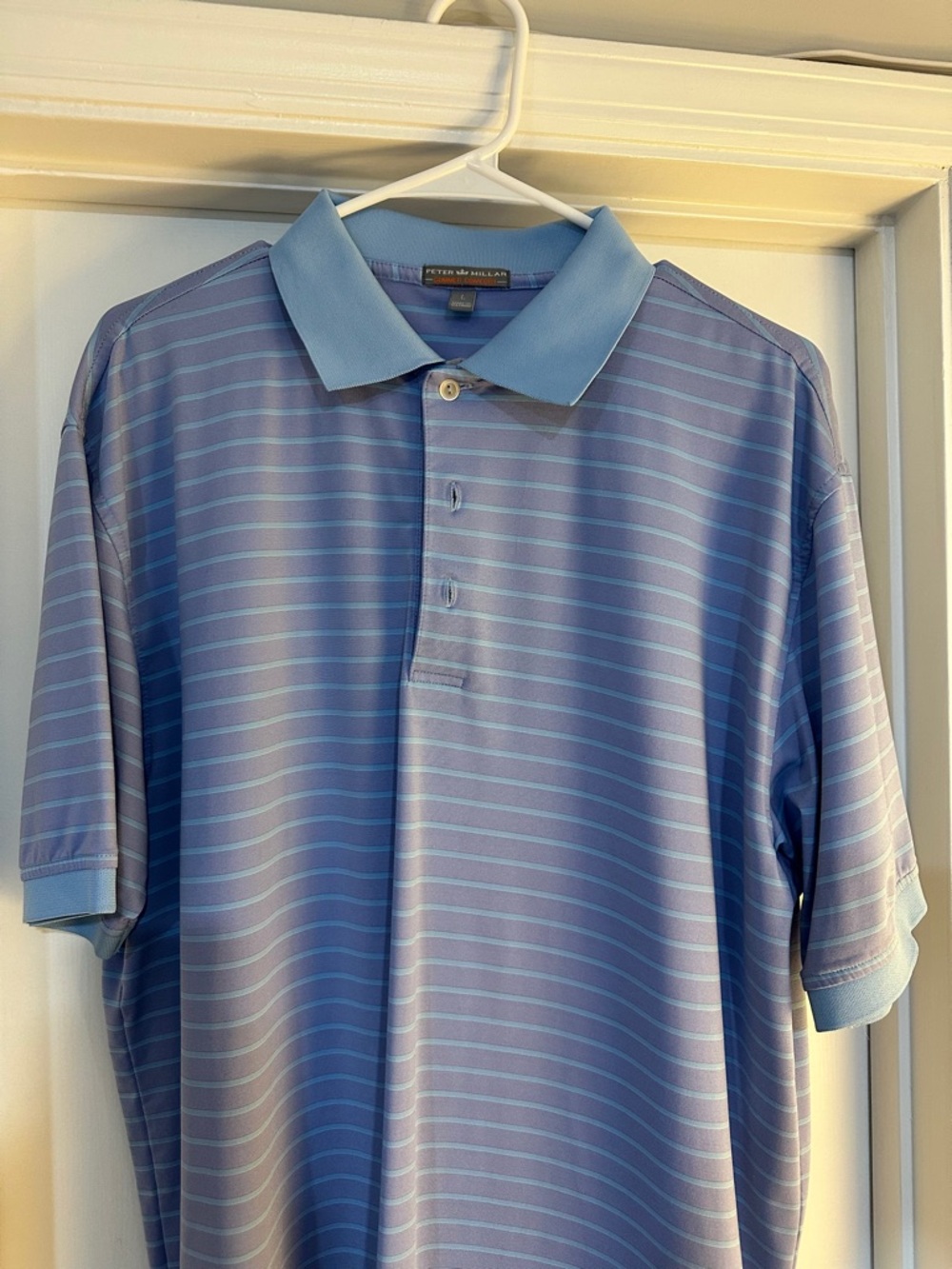 PETER MILLAR Men’s Blue Striped Golf Polo